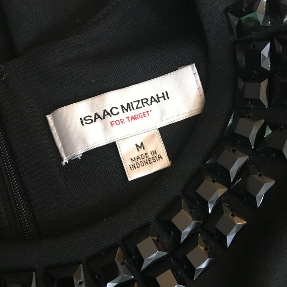 Isaac Mizrahi Black Shift Dress Beaded neckline EUC Medium Lined A-Line - Picture 7 of 10